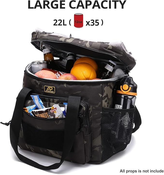 Lunch Box for Men, Tactical Lunch Bag MOLLE Webbing Leakproof Insulated Large Lunch Cooler Women Adult Meal with Adjustable Shoulder Strap Durable Lunch Pail (Camo-Black)