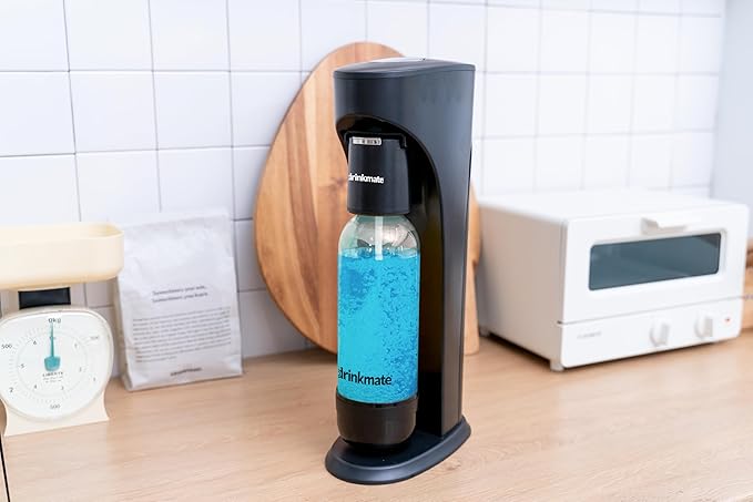 Drinkmate OmniFizz Sparkling Water Maker & Soda Streaming Machine | Carbonates Any Drink | VALUE KIT | Includes Two 60L CO2 Cartridges + One BPA-Free Bottle (Matte Black)