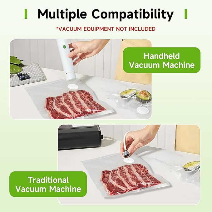 Vixino Vacuum Sealer Bags, 30 Reusable Vacuum Sealer Bags for Food, BPA-Free, Meal Prep and Sous Vide Cooking,Works for Handheld Sealer and Vac Sealer Machine with External Vacuum Systems