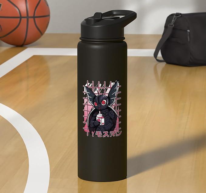 Mothman Kawaii Strawberry Milk Shake Carton Cryptids Stainless Steel Insulated Water Bottle