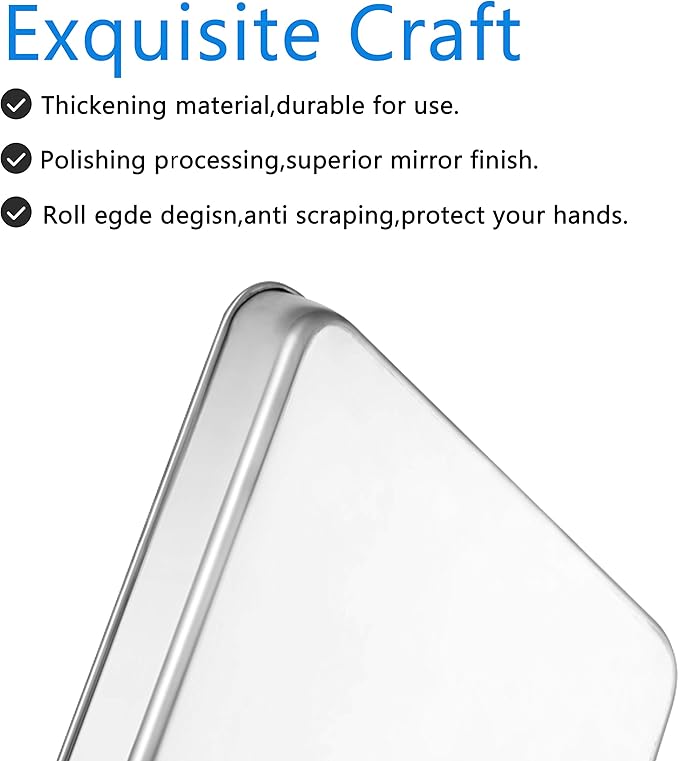 Cookie Sheet Baking Sheet, Bastwe Stainless Steel Bakeware Oven Tray, 16 inch Commercial Grade Professional Bakeware, Healthy & Non-toxic, Mirror Finish & Rustproof, Easy Clean & Dishwasher Safe