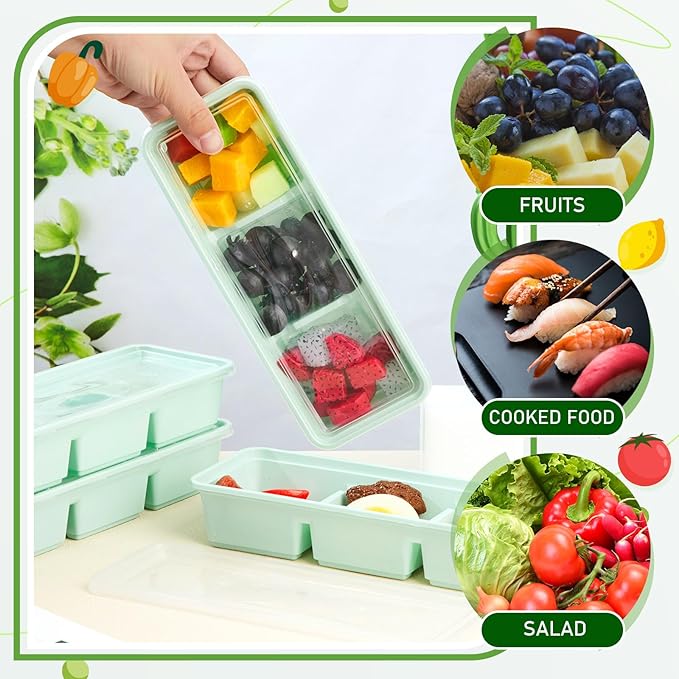 Hushee 50 Pack 17 oz Small Meal Prep Containers with 3 Compartments Snack Containers with Lid Disposable Plastic Bento Box Travel Lunch Food Boxes Stackable for Office Picnic (Mint Green)