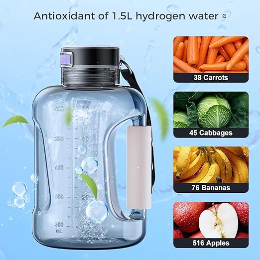 Hydrogen Water Bottle Generator Machine Updated, Portable Hydrogen Water Ionizer Machine Rechargeable, Hydrogen Rich Water Glass Health Cup 420ml (Black-Hydrogen Water Bottle-1set)