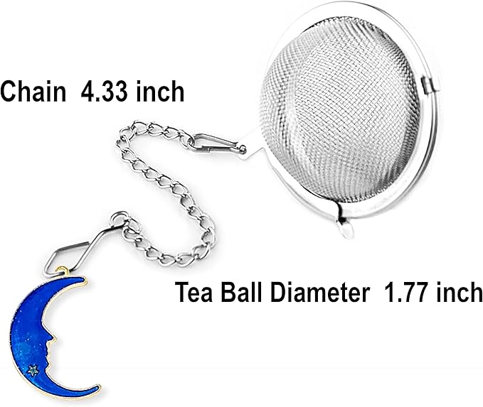 NSTaygate 2pcs Tea Infuser, Tea Strainers for Loose Tea, Gold Plated Enamel Moon Star Celestial Charm Pendant Tea Ball Set Loose Tea Steeper Gifts for Women