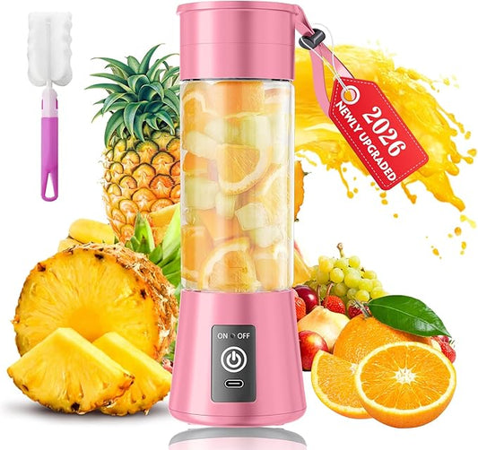 Portable Blender for Smoothies & Shakes - Cordless Personal Size Blender with 6 Blades, 380Ml Juice Cup, Lightweight & Rechargeable, Freshly Squeezed for Picnic/Sports/Office, Mother's Day