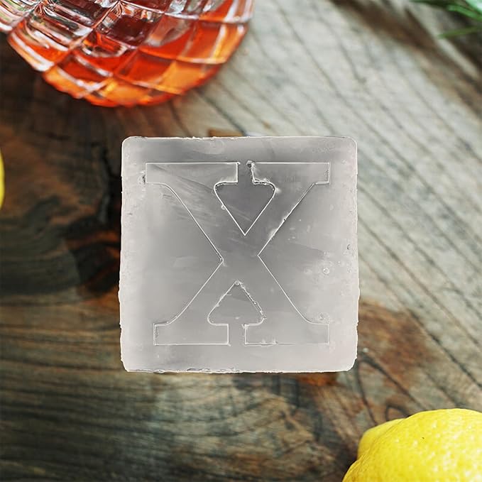 Letter X Monogram Ice Cube Mold Custom Ice Cube Mold 2 Inch Big Initials Silicone Ice Cube Tray Gifts for DAD Gifts for Him