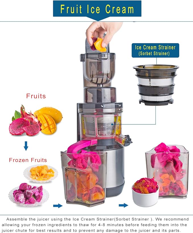 Masticating Juicer,Whole Slow Juicer Extractor by Vitalisci,Cold Press Juicer Machine,Anti-Oxidation for Fruit and Vegetable,Easy to Clean and BPA Free,(300W AC Motor/3.15" Wide Chute/40 RPMs)-Silver