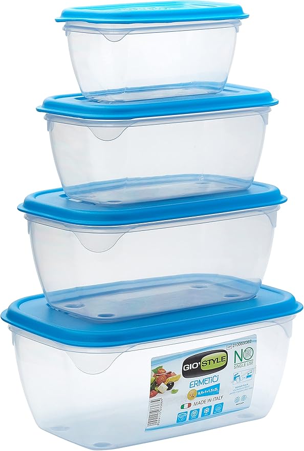 giòstyle Set of 4 Rectangular Containers Blue