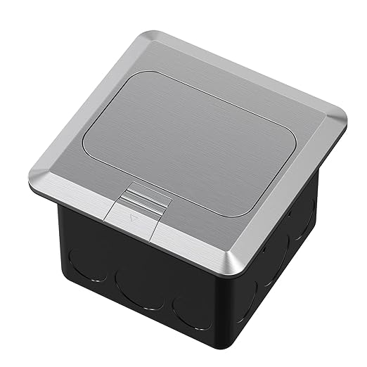 KYHSHJ USB Pop Up Floor Socket Kit with 2 * 20A Receptacle，4.8A 1 USB-A Ports &1 USB-C Port，Corrosive Resistant Hardware,Silver