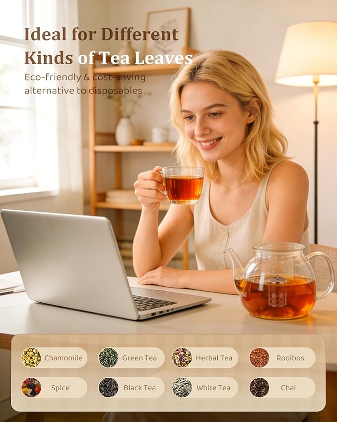 House Again 2 Pack Large Tea Infusers, Extra Fine Mesh Tea Strainers for Loose Tea, Slim Lid & 304 Stainless Steel, Filter Bags Diffusers, Loose Leaf Tea Steeper for Brew Tea Spices & Seasonings
