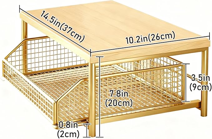 Funecy Coffee Pod Drawer Holder,Coffee Machine Storage Rack,Home Kitchen Counter Coffee Bar Organizer,Storage Basket Drawer (Gold)