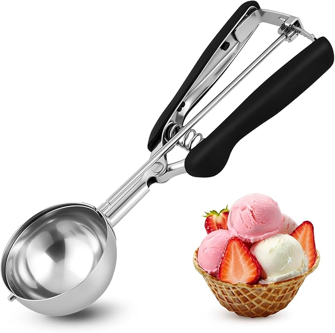 Large Ice Cream Scoop 65MM, Trigger Release Stainless Steel Cookie Scoop, Portion Scoop 2.82 oz/80ml, Commercial Food Disher, for Portion Control, Cookie Dough, Cupcake Batter (5.3 Tablespoon)