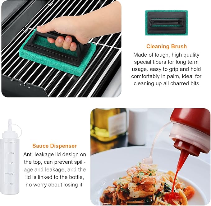 8-Piece Griddle Accessory Kit – Premium Stainless Steel Tools with Leak-Proof Bottles, Scraper, Spatulas, Cleaning Brush & Carry Bag for Blackstone & Camp Chef(8pcs)