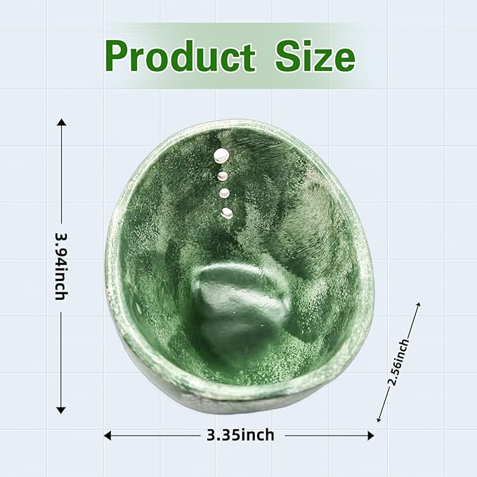 Herb Stripper, 4-Hole Design Pottery Herb Stripper,Handmade Ceramic Herb Stripper Bowl for Removing Leaves and Stems in the Kitchen (Green Glaze)