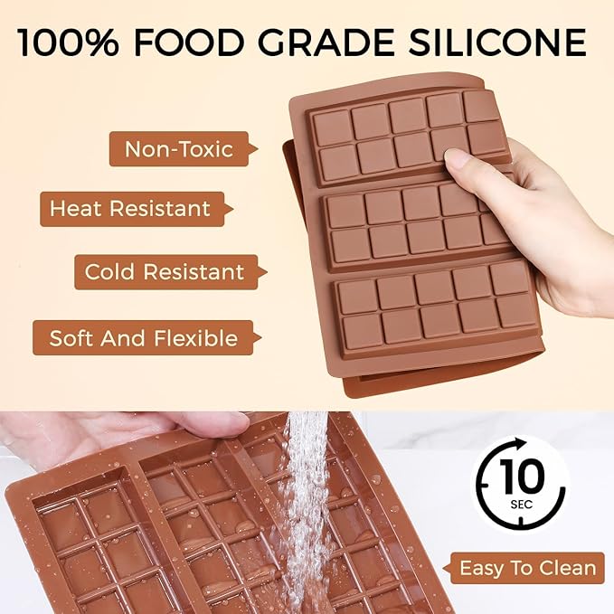 Chocolate Bar Mold - Non-Stick Chocolate Molds, Food Grade Silicone Deep Mold for Dubai Pistachio, Candy, Snacks