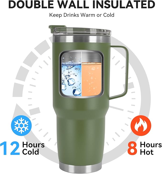 HASLE OUTFITTERS 30oz Tumbler Bulk with Handle, Insulated Travel Coffee Mug Set with Handle Leak-Proof Double Wall Stainless Steel Vacuum Tumblers Pack Metal Cup for Hot and Cold Drink