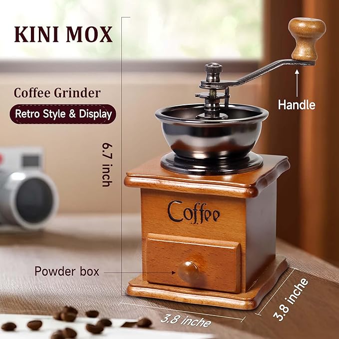 Manual Coffee Grinder Mini Vintage Wooden Coffee Bean Grinder for Decoration Display Antique Coffee Mill for Making Mesh Coffee Classic French Press for Decoration