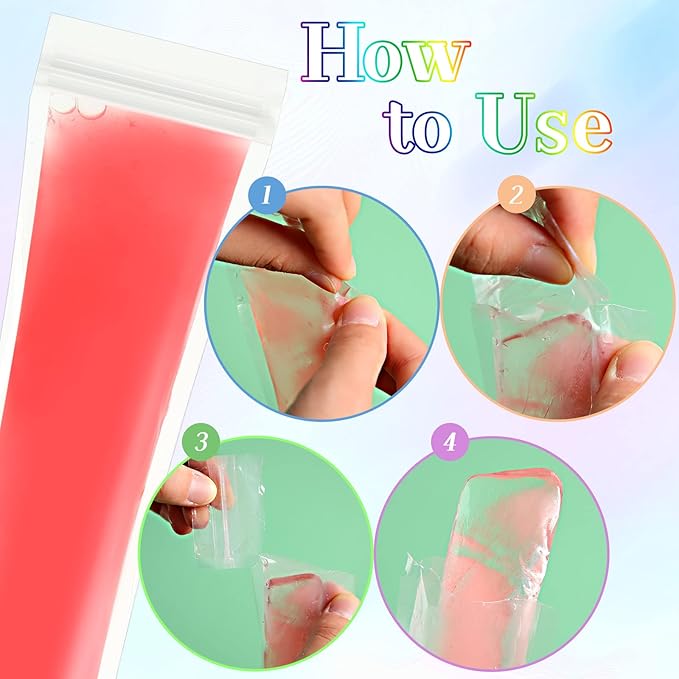 Hoolerry 600 Pcs Disposable Ice Mold Bags with 1 Silicone Funnel Freezer Tubes with Zip Seals Candy Ice Mold Yogurt Tubes Pouch for Snack Juice Fruit Smoothies Party Favor (2.2 x 11 Inch)
