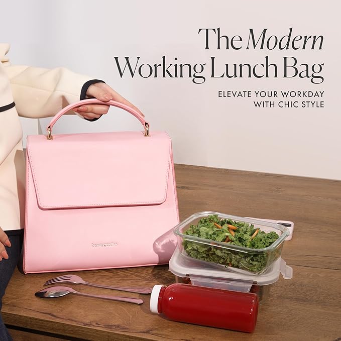 Cute Pink Lunch Bags for Women, Adult Lunch Box for professionals, Lunch Bag Women Insulated Tote Purse, Womens Lunch Bags for the office, Teacher and Nurses and Professionals. makes a great gift !