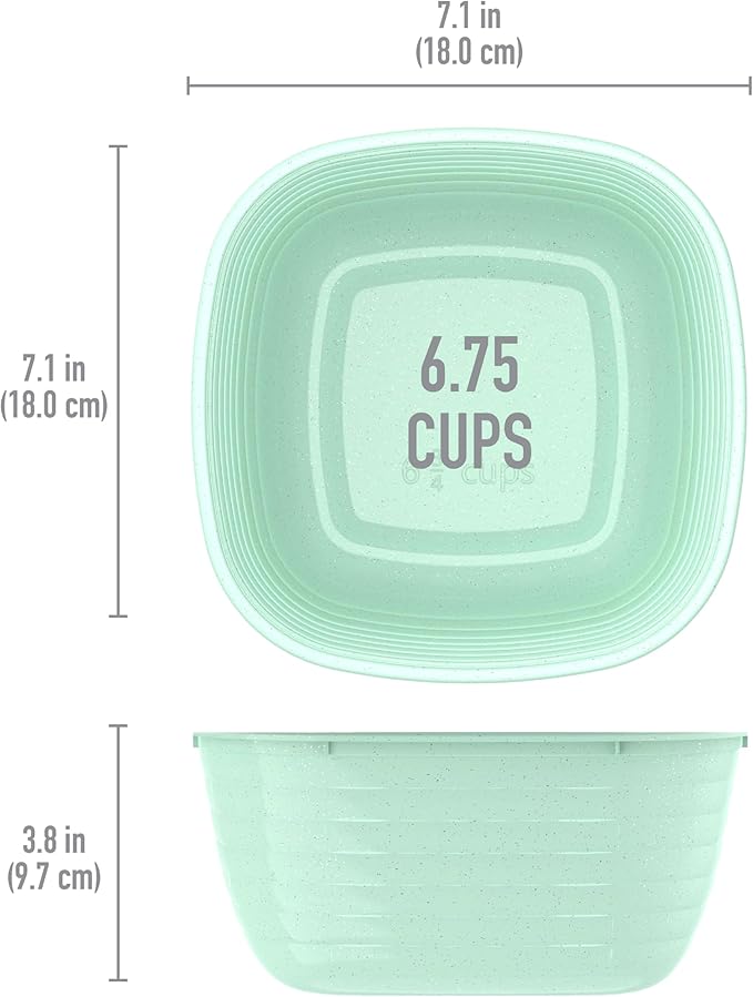Bentgo Prep - 1-Compartment Bowls with Custom Fit Lids - Reusable, Microwaveable, Durable, PFAS & BPA-Free, Freezer and Dishwasher Safe Meal Prep Food Storage - 10 Bowls & 10 Lids (Sage Leaf Glitter)