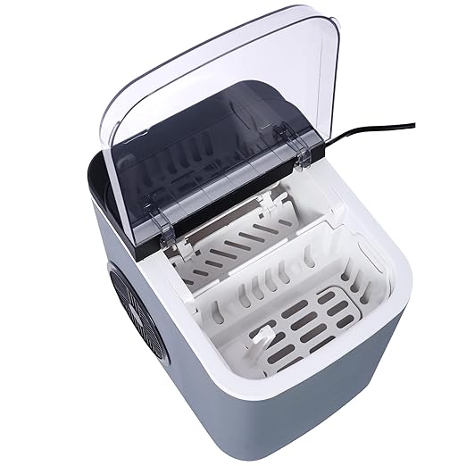 Ice Maker Countertop - Portable Ice Machine Self-Cleaning Ice Makers with Basket and Scoop | 9 Cubes in 6 Mins 26lbs Ice/Day, Nugget Ice Maker for Home Kitchen Camping Party