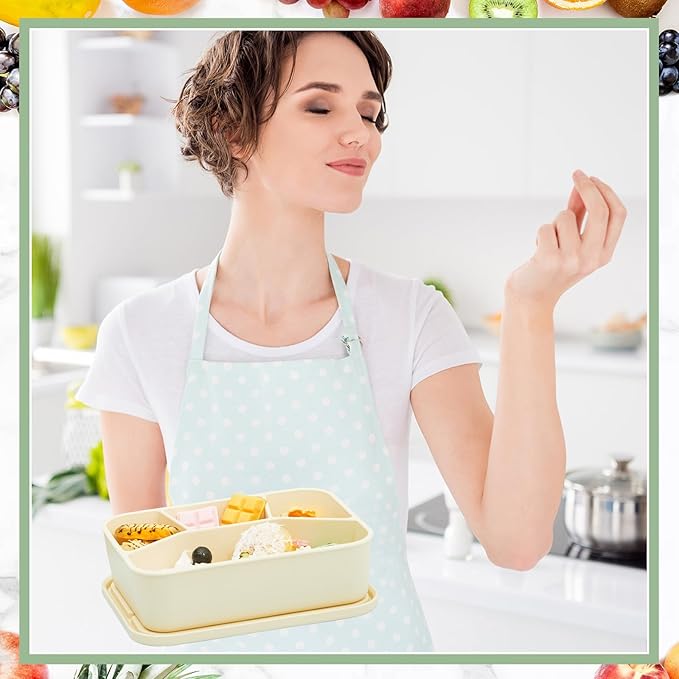 Ziliny 4 Pcs Silicone Bento Box Reusable Lunch Container Smooth Leak Proof Lunch Box Rectangle Bento Boxes for Adult Work Travel Food Meal Compartment Storage, 4 Colors (Bright Colors)