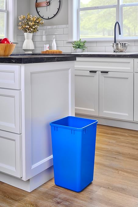 Rev-A-Shelf Polymer Replacement 27 Quart Trash Bin Recycle Waste Garbage Container for Kitchen Cabinet Pullouts, Blue, 2 Pack, RV-1024-22-2