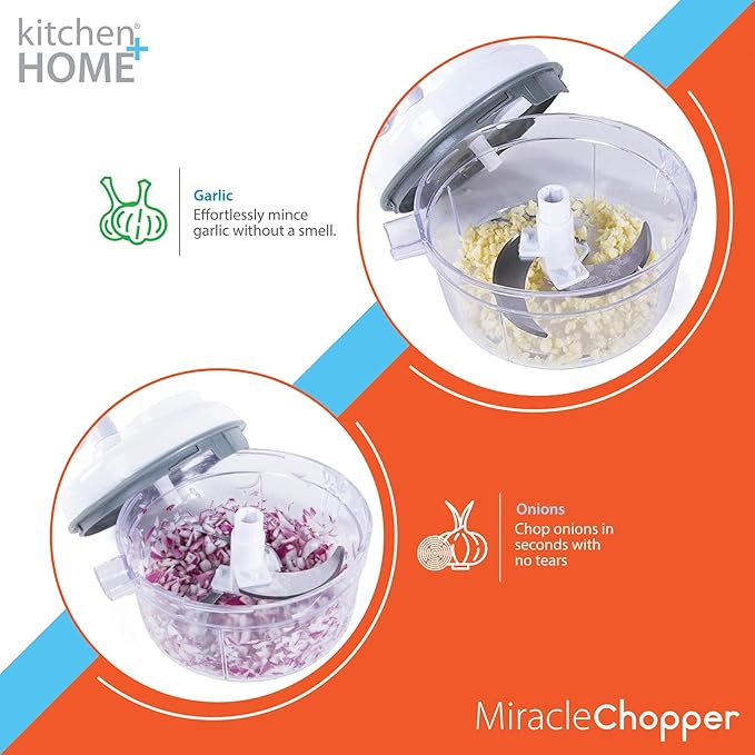 Kitchen Home Manual Food Chopper - 5 in 1 Miracle Chopper, Salsa Maker, Blender, Slicer, Shredder and Julienne – As Seen on TV Manual Food Processor