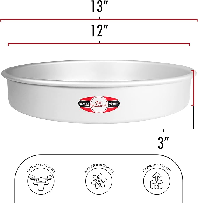 Fat Daddio's Anodized Aluminum Round Cake Pan, 12 x 3 Inch