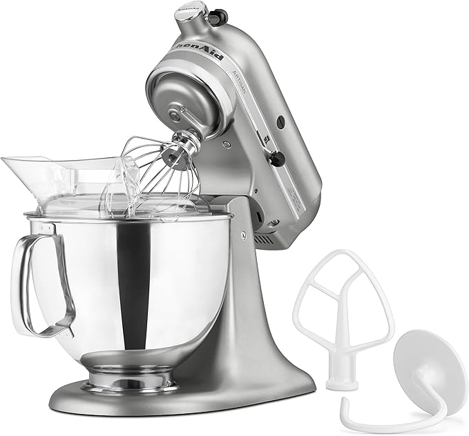 KitchenAid Artisan Series 5 Quart Tilt Head Stand Mixer with Pouring Shield KSM150PS, Contour Silver, Zinc