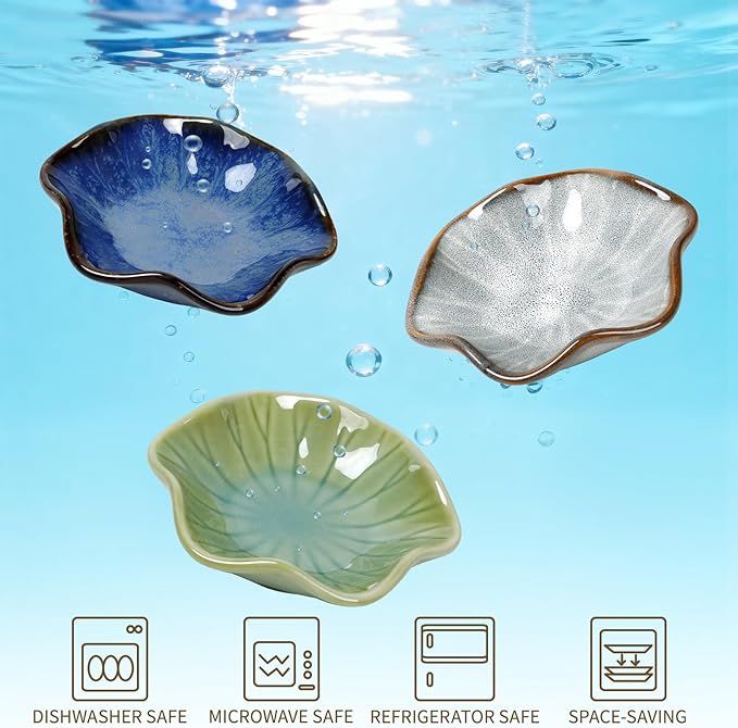 Dipping Bowls Set of 6, Ceramic Soy Sauce Dishes, 2 oz Dipping Sauce Cups, chrysanthemum Round Small Side Dish Dishes for Dipping Sushi Tomato Soy Sauce Dish Condiment Finger Bowls