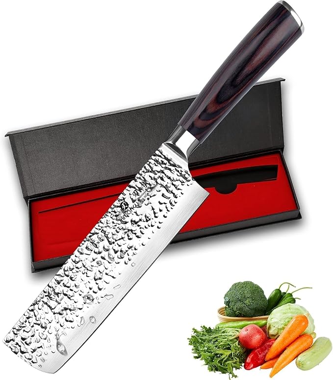 imarku Nakiri Knife,7 Inch High Carbon Stainless Steel Japanese Chef Knife,Razor Sharp Chopping Vegetable and Meat Cleaver Kitchen Knife with Ergonomic Handle,Mothers Day Gifts for Mom