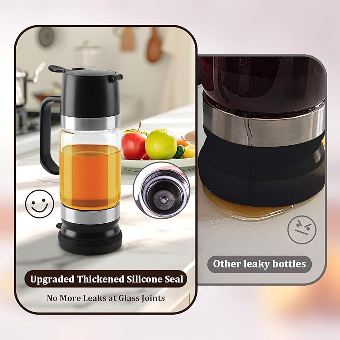 Aelga Glass Honey Dispenser No Drip - 9 OZ Honey Pot Honey Jar with Handle - Maple Syrup Dispenser