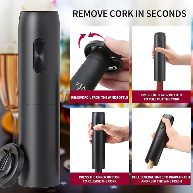 CIRCLE JOY Gravity Electric Pepper Grinder Set and Electric Wine Set