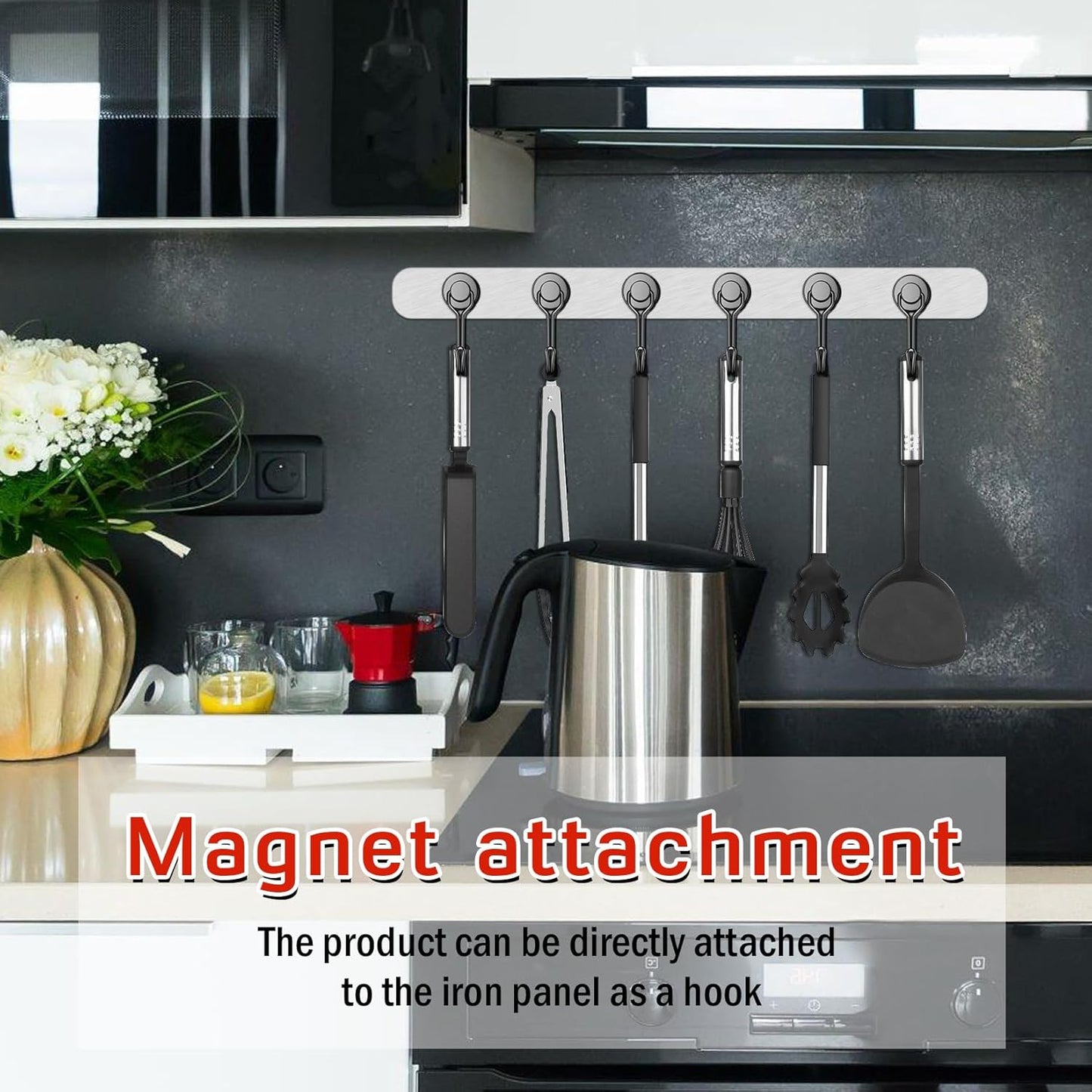 FINDMAG Magnetic Hooks, 30lbs+ Magnetic Hooks for Cruise Cabins, Magnet Hooks Heavy Duty for Fridge, Swivel Swing Hooks for Kitchen, Grill, Garage, Cruise Ship Essentials 6 Pack (Black)