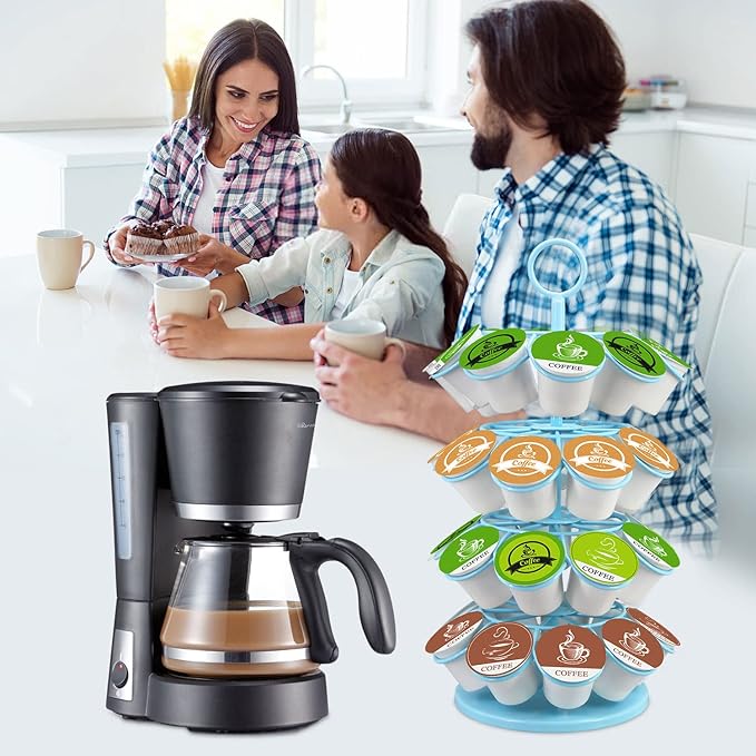 KIMIUP Coffee Pod Holder, Coffee Pod Storage Compatible with K-Cups(36 Pods), Kitchen Detachable Coffee Station Organizer, Spins 360-Degrees(Light Blue)