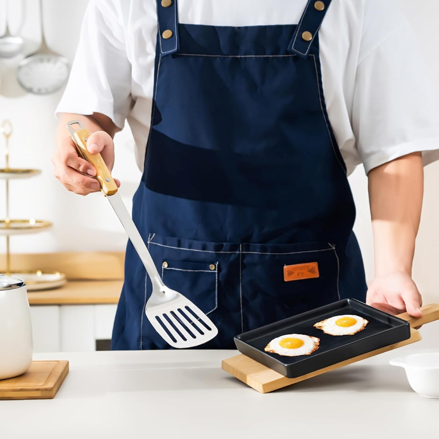 FJNATINH Cooking Utensils Set with Wood Handle, 9 Pieces Wok Utensils Tools - Wok Accessories Cookware Set
