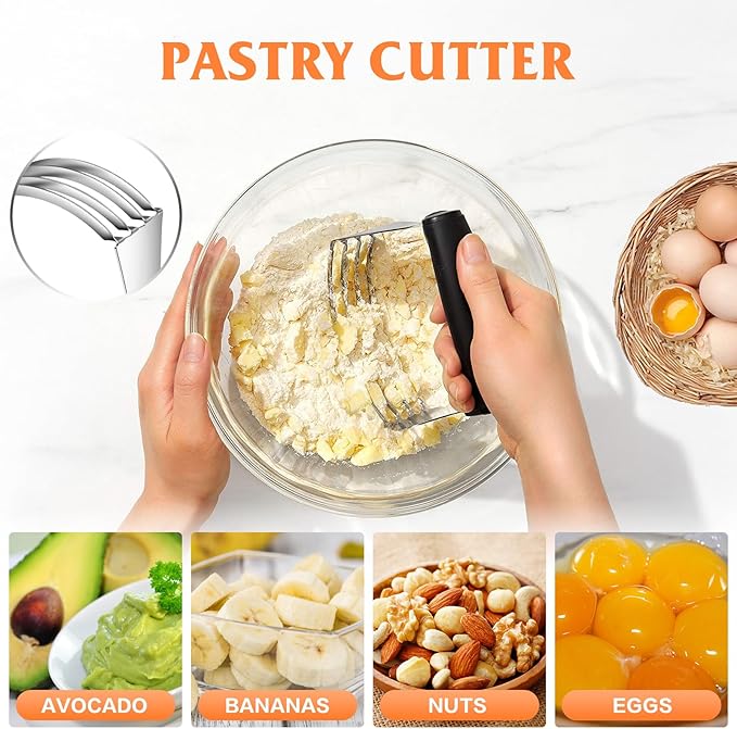 Pastry Cutter Biscuit Cutter Dough Cutters, Stainless Steel Butter Pastry Cutter Tool, Pastry Blender Baking Dough Tools, Round Biscuit Cutters, Sturdy & Long-Lasting, Gift Package (3 Pcs/Set)