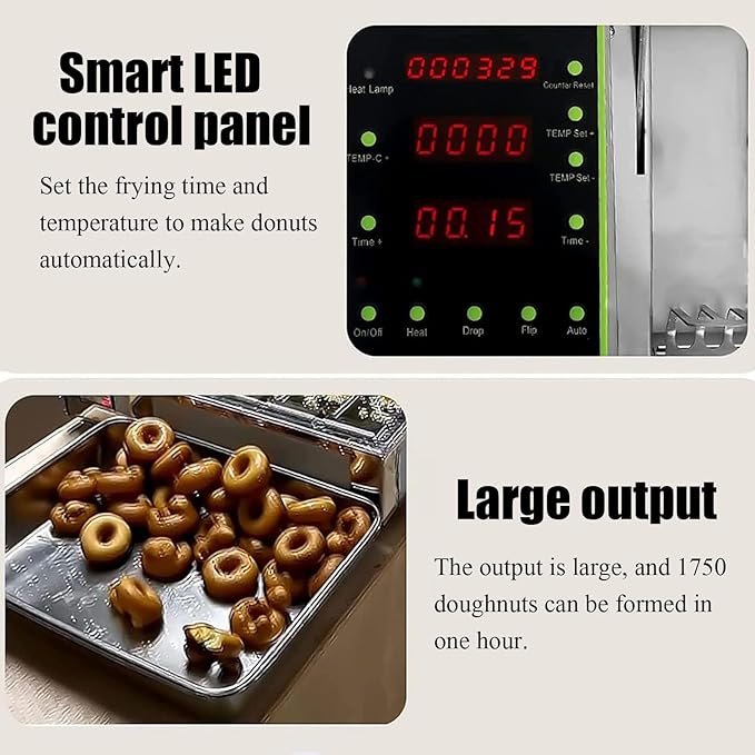 Electric Doughnut Machine,Small Donut Maker,Donut Maker,Automatic Doughnut Machine,304 Stainless Steel Auto Donut (110V)