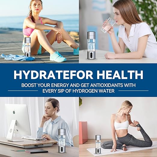 Hydrogen Water Bottle Generator, Portable Rechargeable Ionizer Machine with SPE/PEM Technology, Certified H2 Athletic Hydration, Health Care Gift for Family/Friends/Husband/Wife (Silver, 208ml)