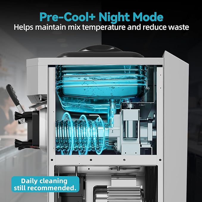 Commercial Soft Serve Ice Cream Machine, 115V Floor Standing, 32-42L/H Output, 2 x 6L Hoppers, True Independent Left/Right System, 2 Compressors, Smart Displays