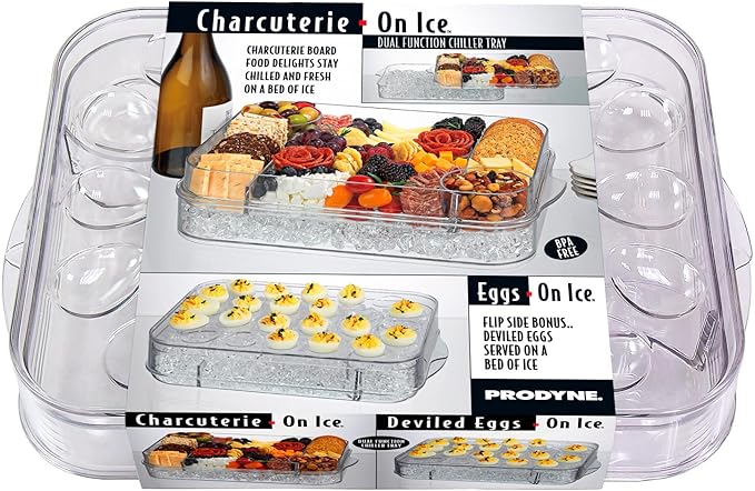Prodyne Charcuterie On Ice & Deviled Eggs On Ice Platter 2 Piece Serveware Set