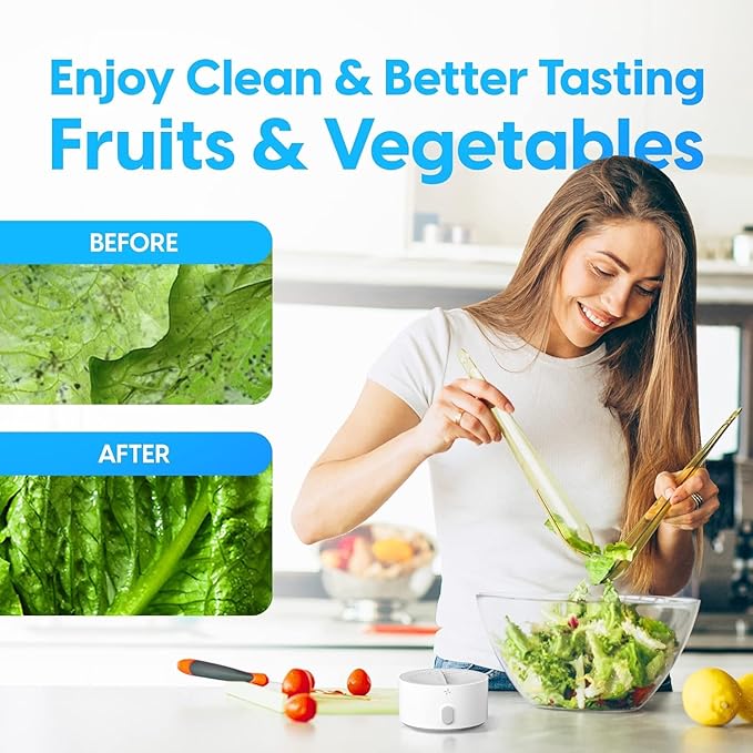 AquaPure Fruit and Vegetable Cleaner Machine with Storage Keeper, Waterproof Produce Washer Device for Fresh Fruits and Vegetables, Veggie Washer for Deep Cleaning in Water