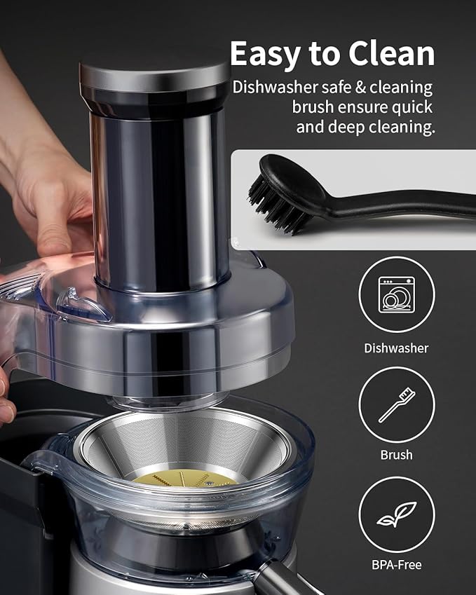 GDOR 1200W Juicer Machines with Larger 3.2" Feed Chute, 45oz Large Juice Jug, Centrifugal Juice Extractor Maker with Titanium Enhanced Cutting System, Dual Speeds, BPA-Free, Grey