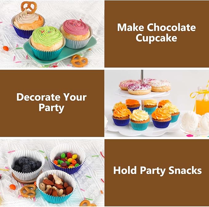 Gifbera White Foil Cupcake Liners Mini Size Muffin Baking Cups 300 Count