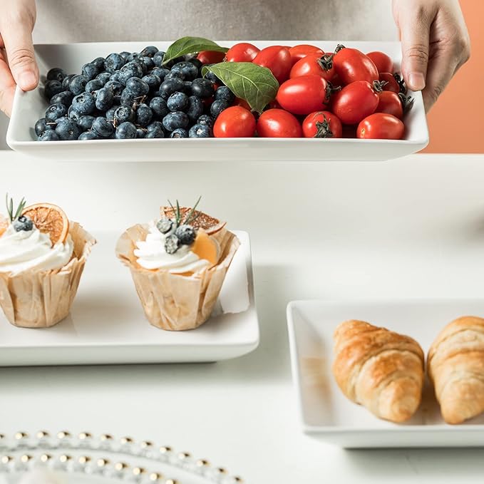Gomakren 3 Tier Serving Trays Stand Porcelain Serving Platters 12 Inch White Serving Plates Dinner Platters for Appetizer Snack Fruit Cup Cake Tray Display Serving Dishes for Entertaining