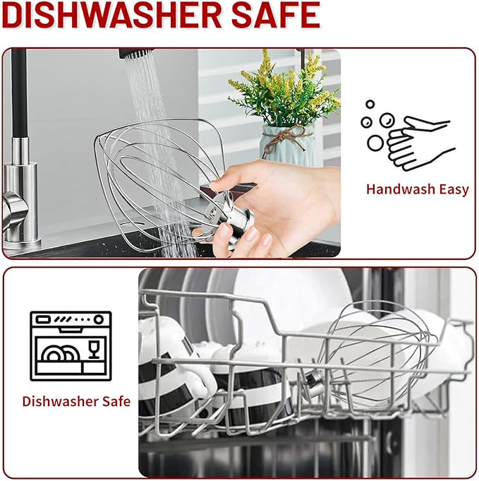 KN256WW 6 Wire Whip Attachment for KitchenAid 5 5.5 6 Quart Bowl Lift Stand Mixer, Dishwasher Safe, All Stainless Steel Balloon Whisk, 6 Wire whip for Kitchenaid KSM55,5KSM60, KP26/KP26/KL26