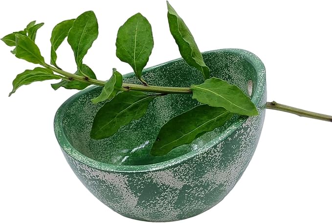 Herb Stripping Bowl with 4 Different Holes Efficient Leaf Removal Tool for Parsley Cilantro Vegetables Durable Resin Kitchen Gadget Veggie Herbs Stripper Imitation Ceramic Pottery Design