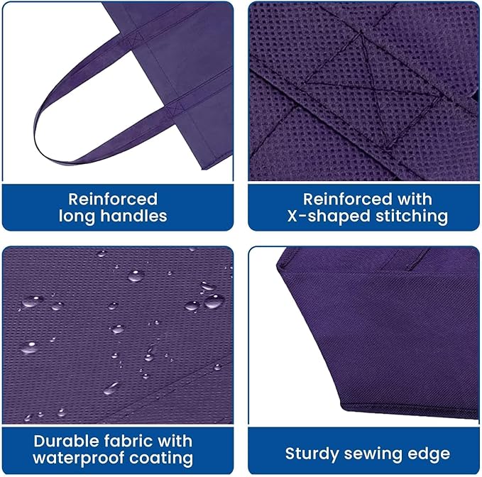 WISELIFE Reusable Grocery Shopping Bags 10 Pack Large Foldable Tote Bags Bulk,Eco Produce Bags with Long Handle for Shopping Groceries Clothes(5 Assorted Colors)
