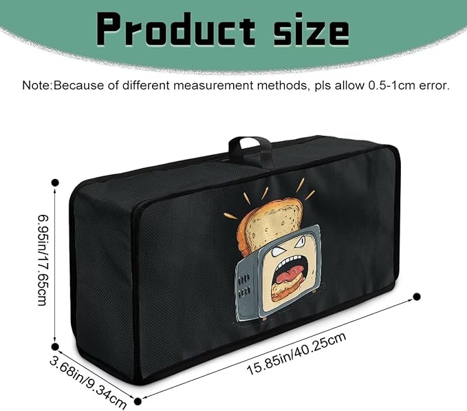 Slim Toaster 2 Slice Compact Thin Cover for 2 Slice Slim Toaster Funny Bread Print Dust Covers for Kitchen Appliances, Easy to Fold and Carry Water-Resistant